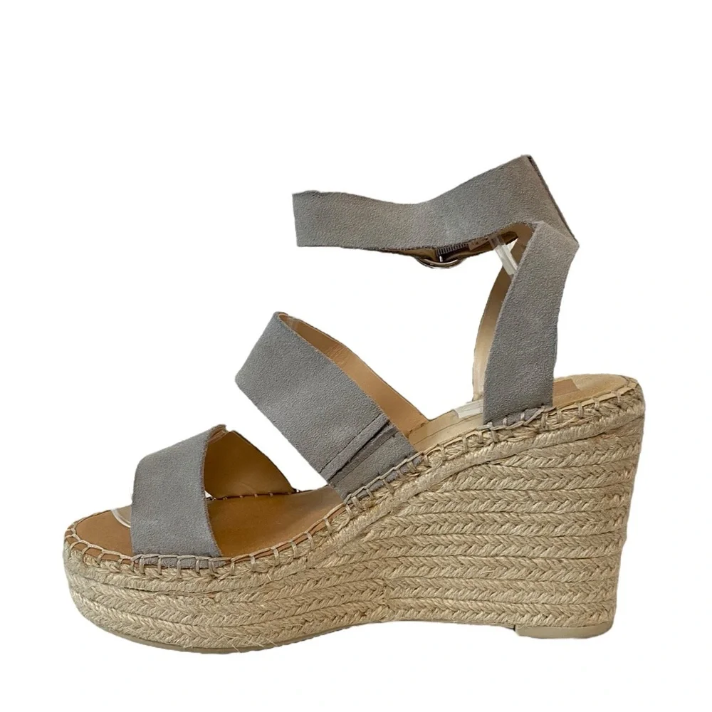 Dolce Vita Shae Platform Espadrille Spring Boho Casual Chic‎ Wedge Sandal Gray